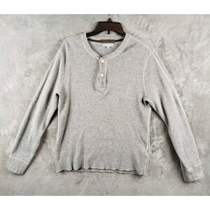Wallace & Barnes J.Crew Gray Waffle Knit Thermal Henley Shirt Mens Large